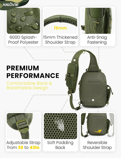 Anti-theft Tactical Sling Bag RFID Black Military Shoulder Bag with Phone Pack EDC Molle Crossbody Bag for men