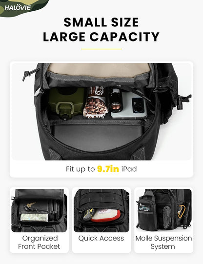 Anti-theft Tactical Sling Bag RFID Black Military Shoulder Bag with Phone Pack EDC Molle Crossbody Bag for men