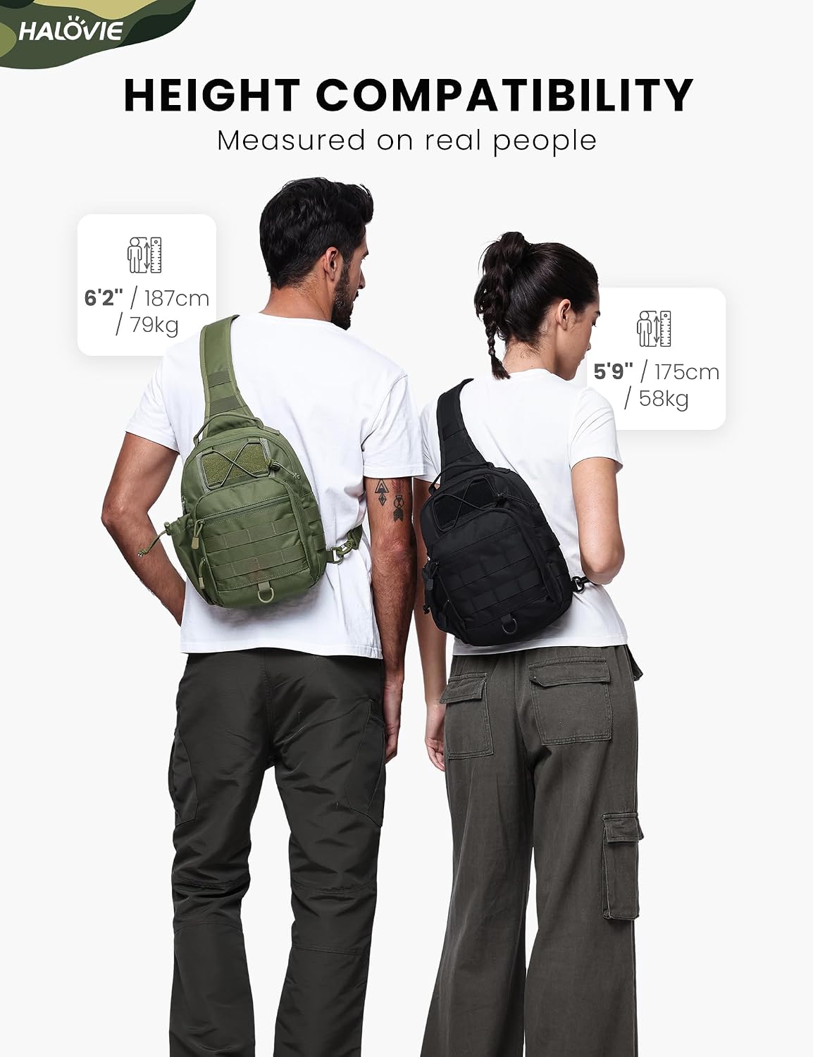 Anti-theft Tactical Sling Bag RFID Black Military Shoulder Bag with Phone Pack EDC Molle Crossbody Bag for men