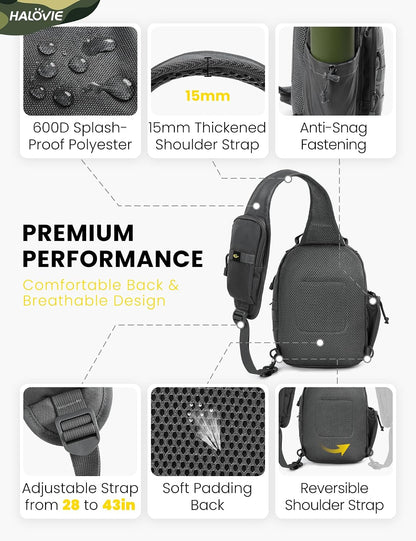 Anti-theft Tactical Sling Bag RFID Black Military Shoulder Bag with Phone Pack EDC Molle Crossbody Bag for men