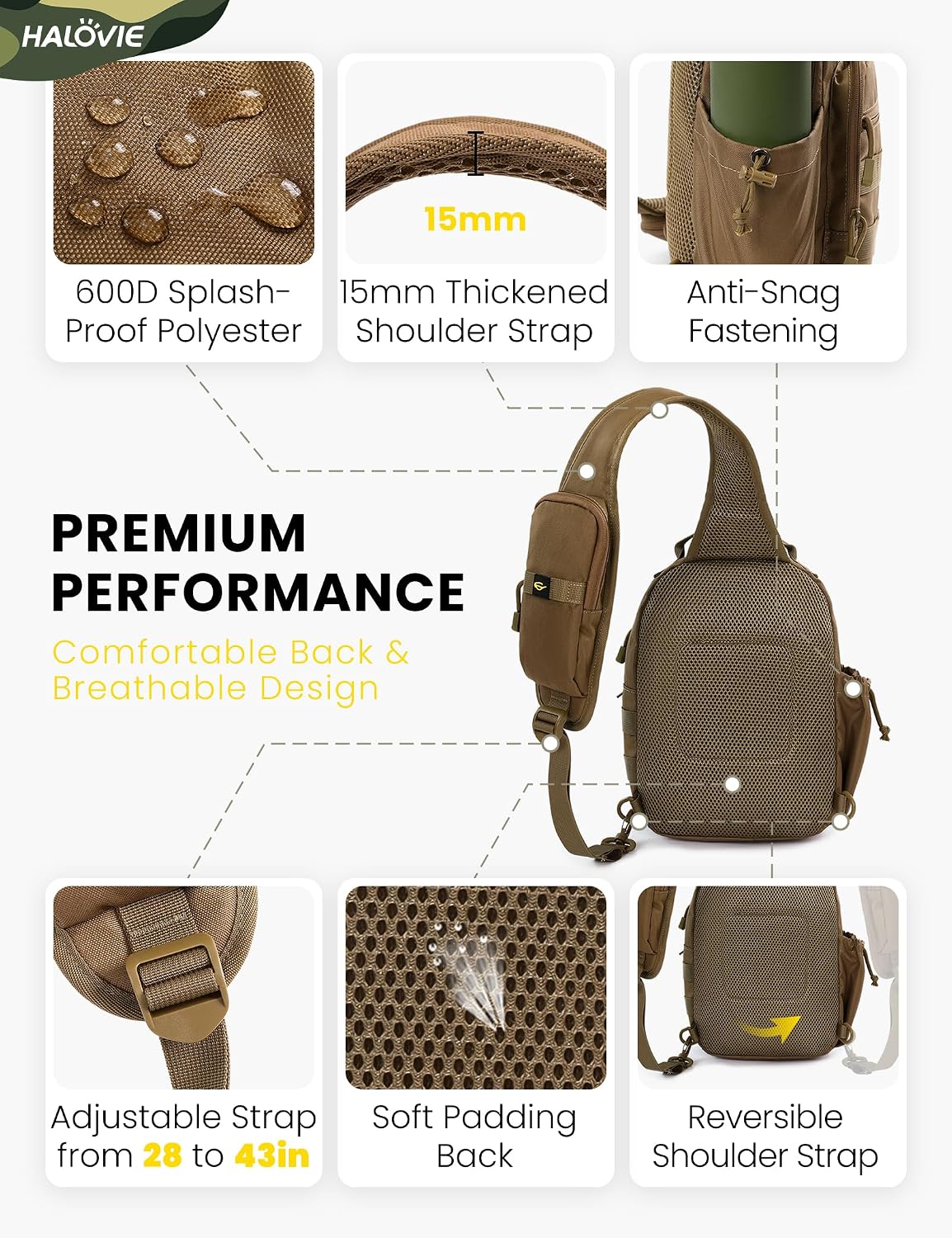 Anti-theft Tactical Sling Bag RFID Black Military Shoulder Bag with Phone Pack EDC Molle Crossbody Bag for men