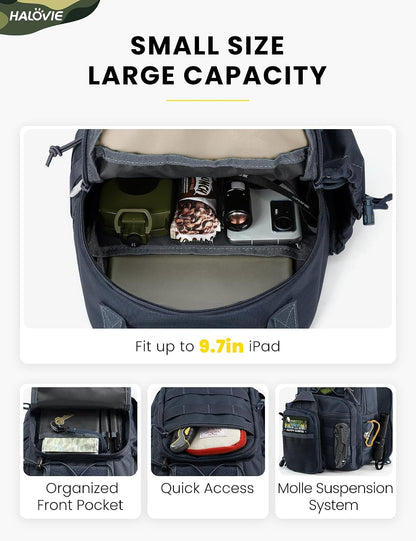 Anti-theft Tactical Sling Bag RFID Black Military Shoulder Bag with Phone Pack EDC Molle Crossbody Bag for men