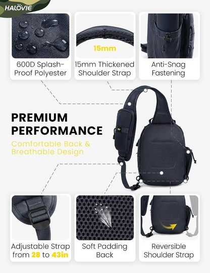 Anti-theft Tactical Sling Bag RFID Black Military Shoulder Bag with Phone Pack EDC Molle Crossbody Bag for men
