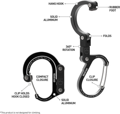 HEROCLIP (Mini) Carabiner Gear Clip and Hook, for Hanging Bags, Purses, Lanterns, Strollers, Tools, Helmets, Water Bottles, and More