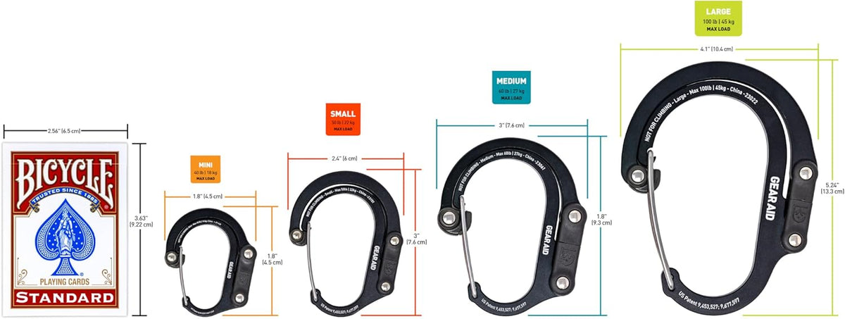 HEROCLIP (Mini) Carabiner Gear Clip and Hook, for Hanging Bags, Purses, Lanterns, Strollers, Tools, Helmets, Water Bottles, and More
