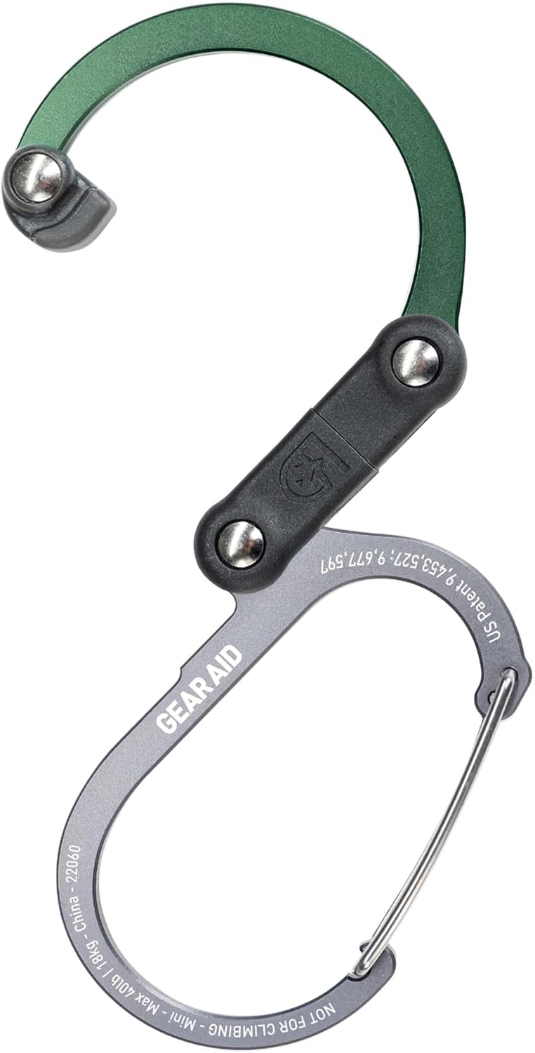 HEROCLIP (Mini) Carabiner Gear Clip and Hook, for Hanging Bags, Purses, Lanterns, Strollers, Tools, Helmets, Water Bottles, and More