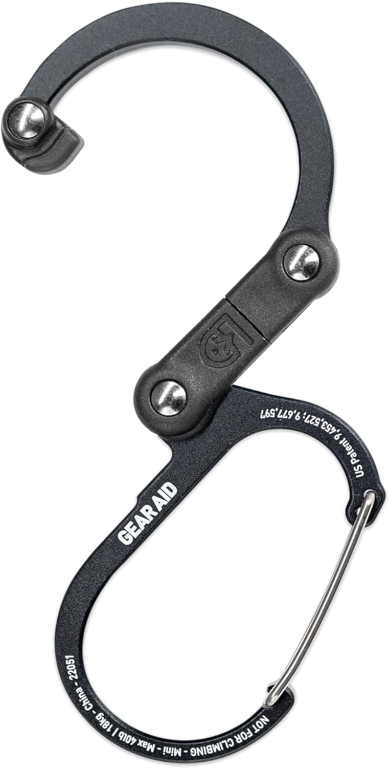 HEROCLIP (Mini) Carabiner Gear Clip and Hook, for Hanging Bags, Purses, Lanterns, Strollers, Tools, Helmets, Water Bottles, and More