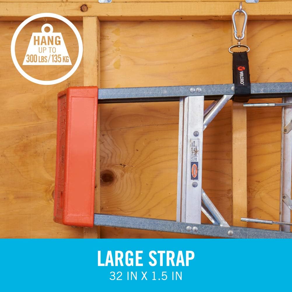 VEL-30196-USA Easy Hang Strap with Carabiner Clip Attach Water Bottles and Accessories to Bikes, Bags and more. Organization for Garden, Shed, RV. Extra Small-1Pk, Black