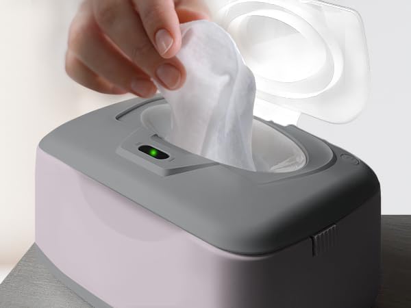 Baby Wet Wipes Warmer & Dispenser, Holder and Case - Purple, Playful/Cute, with Easy Press On/Off Switch, Holds 100 Wipes, Worldwide Use