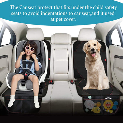 Car Seat Protector, 2 Pack Carseat Protector with Thick Padding, Baby/Pets for Child Car Seat-Mesh Pockets-Waterproof-Universal Size(Black)