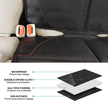 Car Seat Protector, 2 Pack Carseat Protector with Thick Padding, Baby/Pets for Child Car Seat-Mesh Pockets-Waterproof-Universal Size(Black)