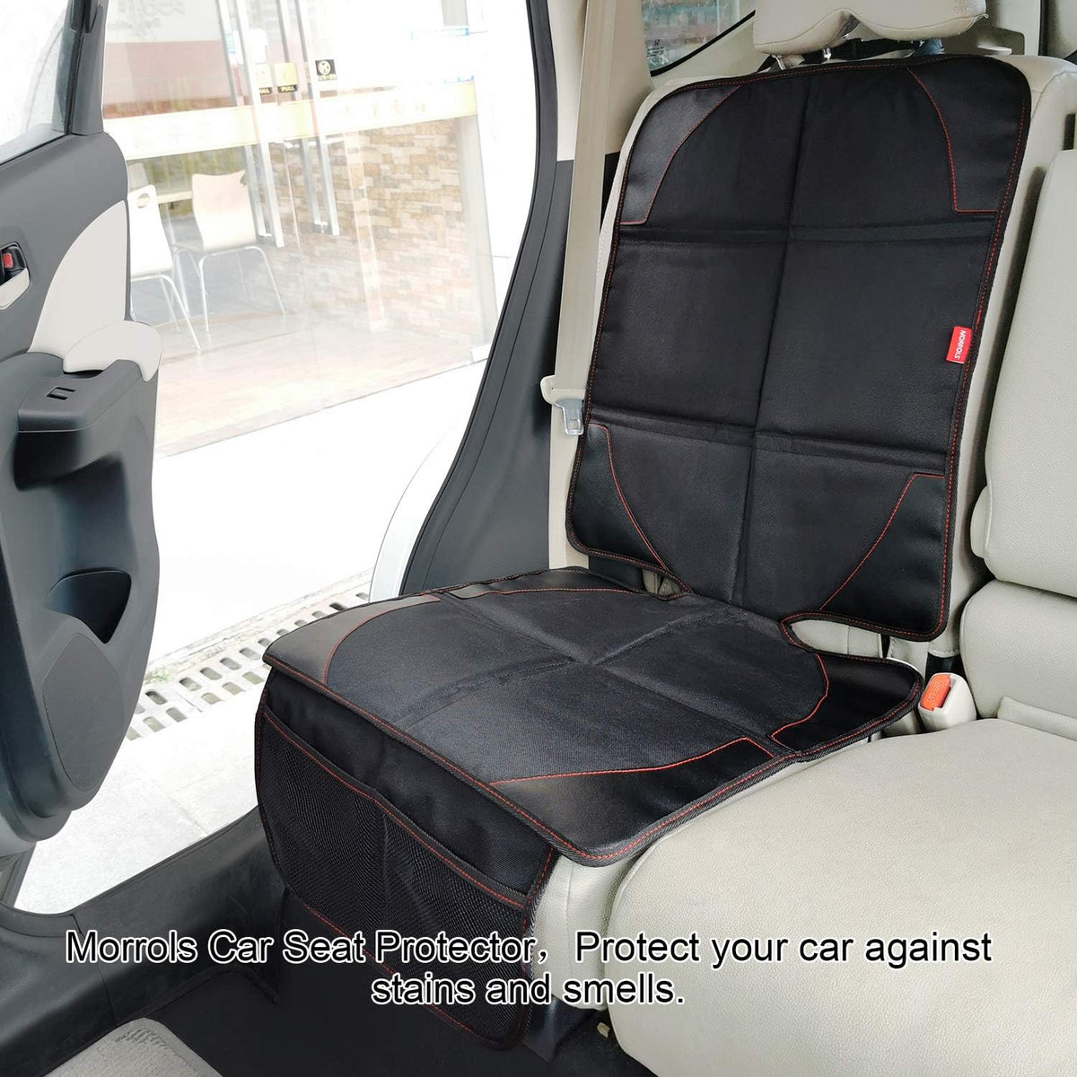 Car Seat Protector, 2 Pack Carseat Protector with Thick Padding, Baby/Pets for Child Car Seat-Mesh Pockets-Waterproof-Universal Size(Black)