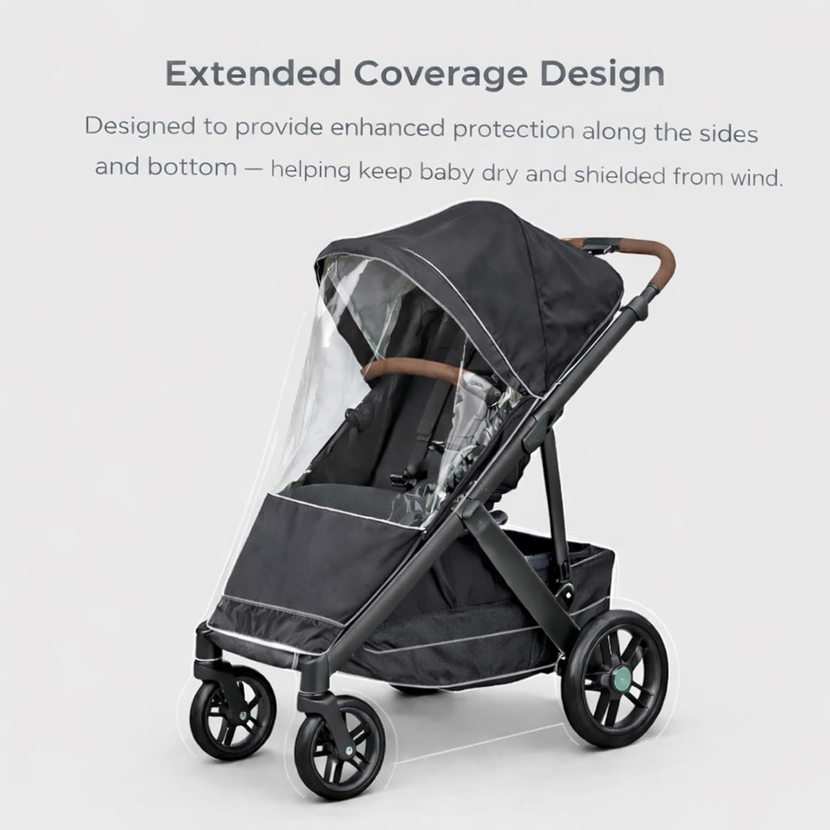 Rain Cover Fits for UPPAbaby Vista/Vista V2/Vista V3/Cruz/Cruz V2 Stroller – Windproof Weather Shield with Zipper Window & Air Vents, All-Season Stroller Rain Protector