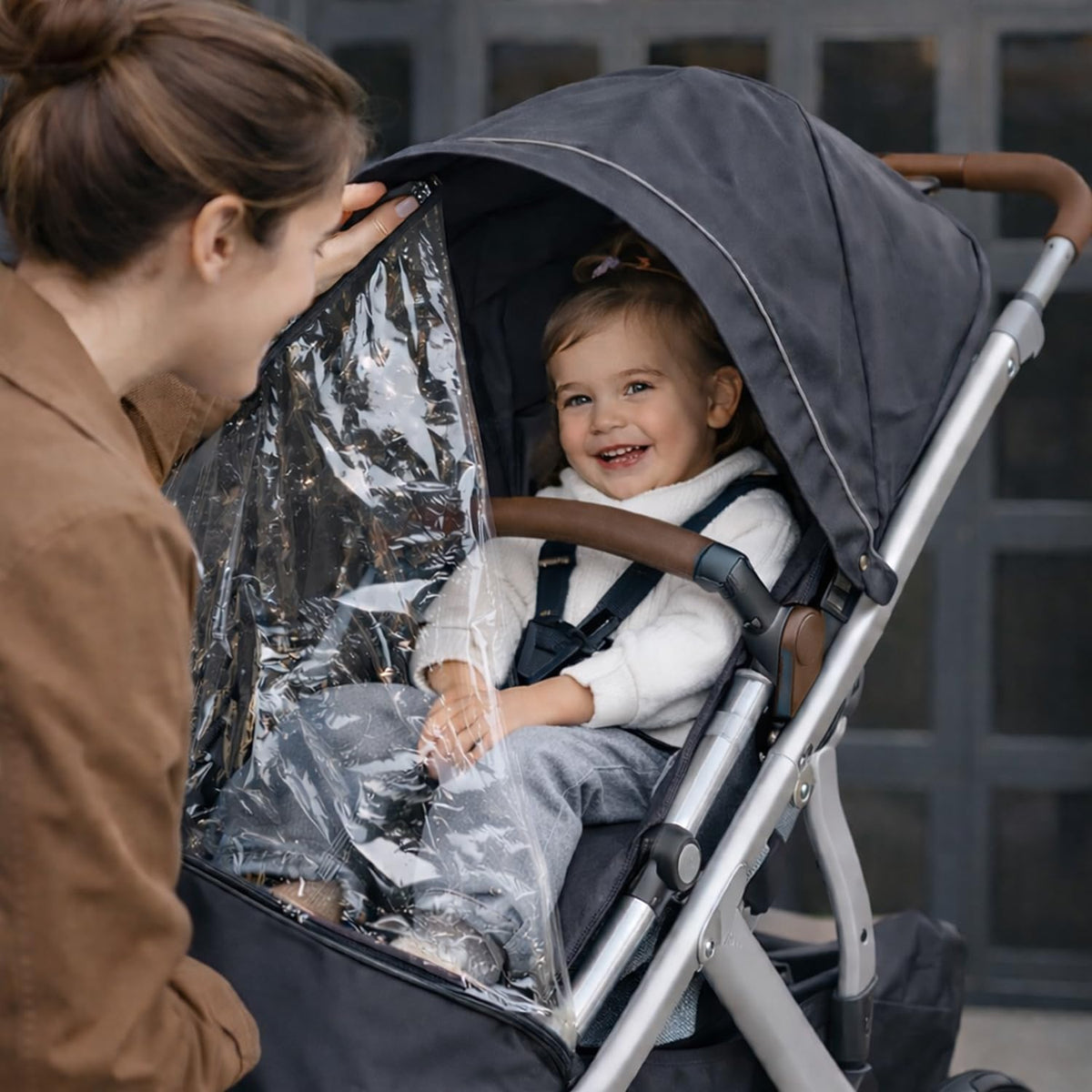 Rain Cover Fits for UPPAbaby Vista/Vista V2/Vista V3/Cruz/Cruz V2 Stroller – Windproof Weather Shield with Zipper Window & Air Vents, All-Season Stroller Rain Protector
