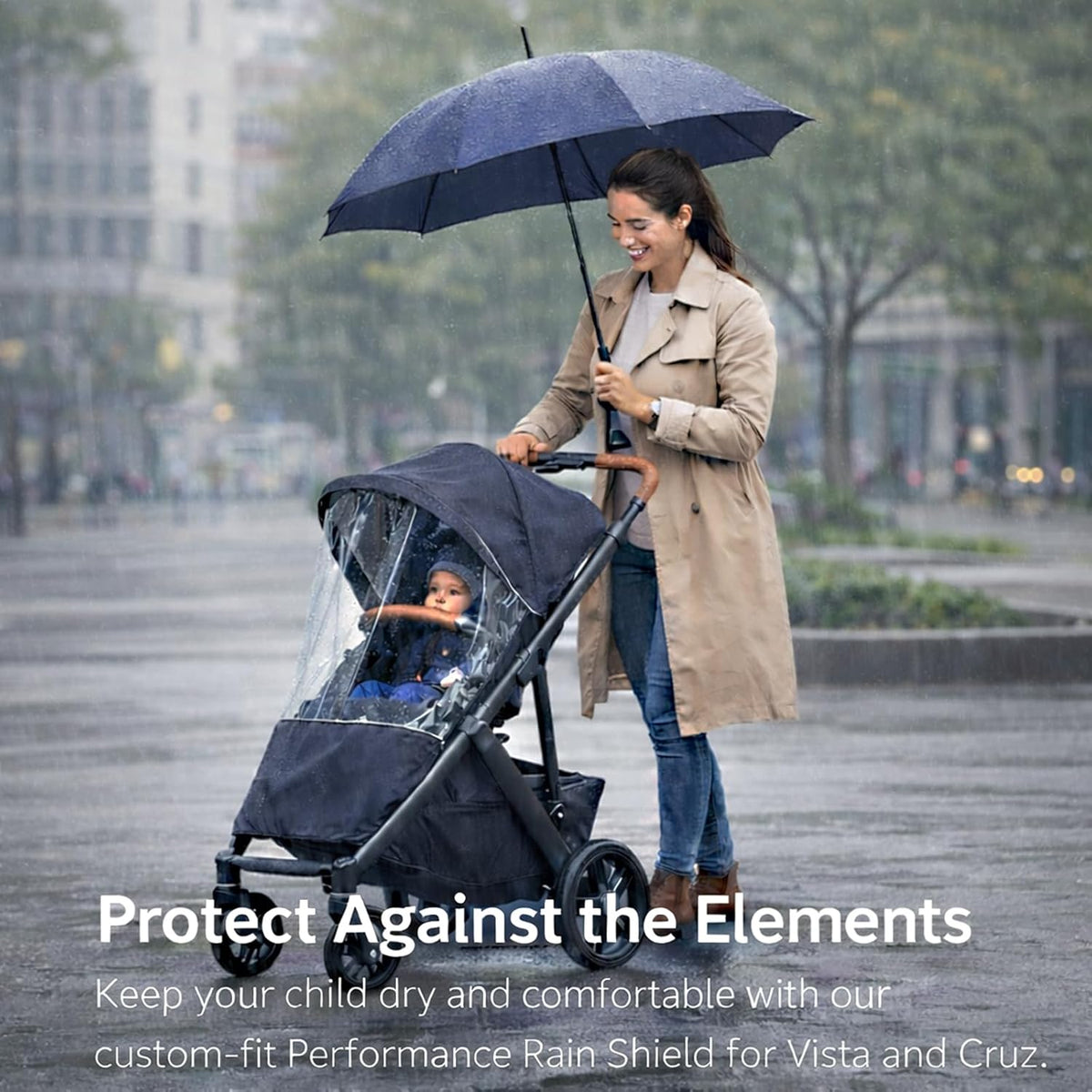 Rain Cover Fits for UPPAbaby Vista/Vista V2/Vista V3/Cruz/Cruz V2 Stroller – Windproof Weather Shield with Zipper Window & Air Vents, All-Season Stroller Rain Protector