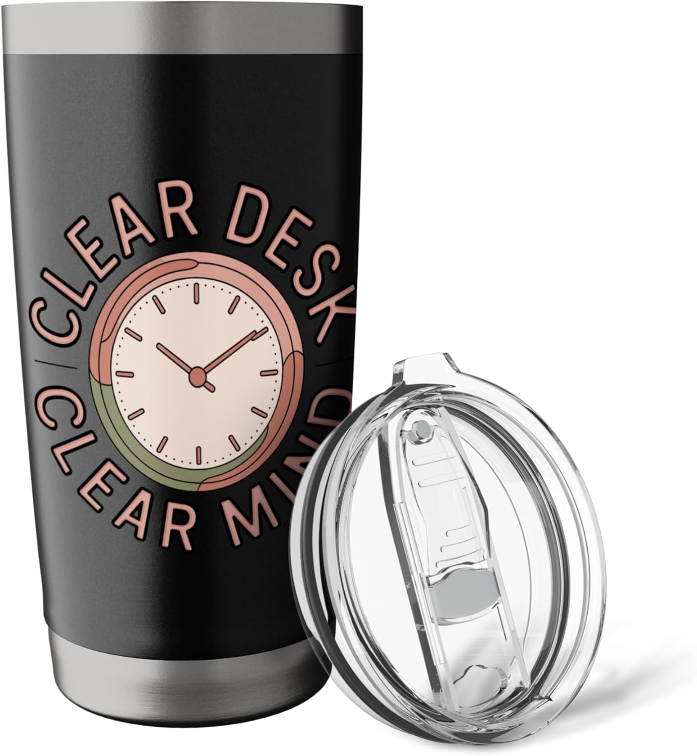 Clear Desk Clear Mind Funny Organizer Productivity Stainless Steel Insulated Tumbler