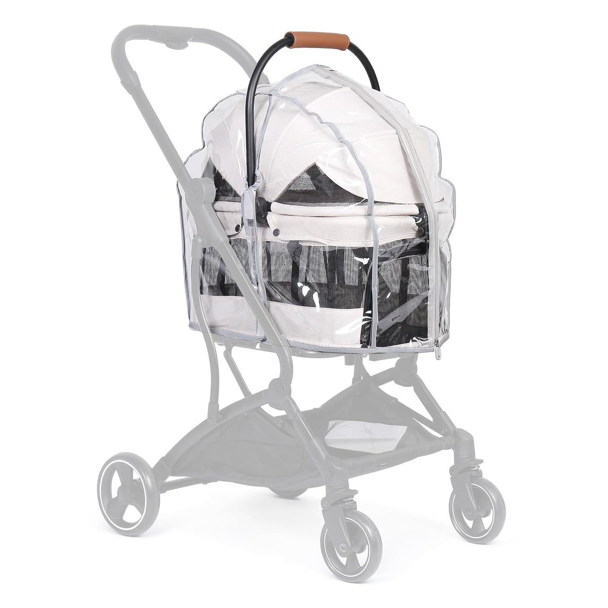 Beberoad Unisize Pet Stroller Rain Cover - Foldable Clear Protection for Snow, Wind & Rain, Suitable for X2/X3/T5/T6/X5 & Various Stroller Models