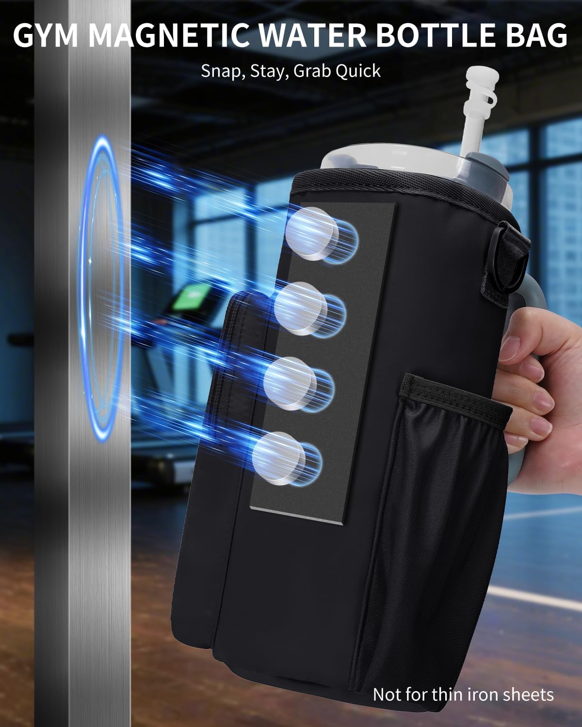 30/40oz Crossbody Water Bottle Holder Anti-Tip Tumbler Carrier | Lightweight Bottle Sling Fits Handled Tumbler w/ Phone Pocket, Adjustable Strap, Insulated Lining, Hands-free for Hiking Gym