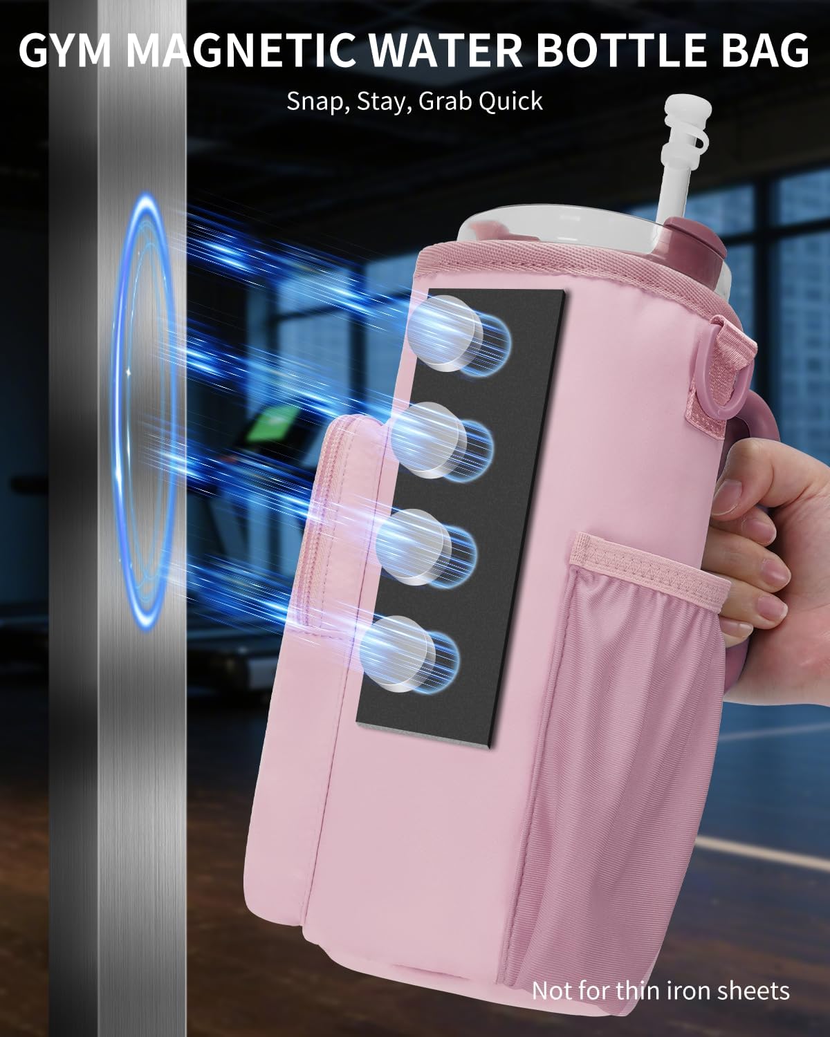 30/40oz Crossbody Water Bottle Holder Anti-Tip Tumbler Carrier | Lightweight Bottle Sling Fits Handled Tumbler w/ Phone Pocket, Adjustable Strap, Insulated Lining, Hands-free for Hiking Gym