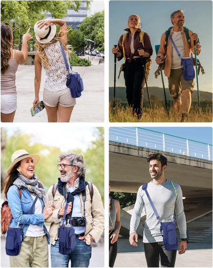 30/40oz Crossbody Water Bottle Holder Anti-Tip Tumbler Carrier | Lightweight Bottle Sling Fits Handled Tumbler w/ Phone Pocket, Adjustable Strap, Insulated Lining, Hands-free for Hiking Gym