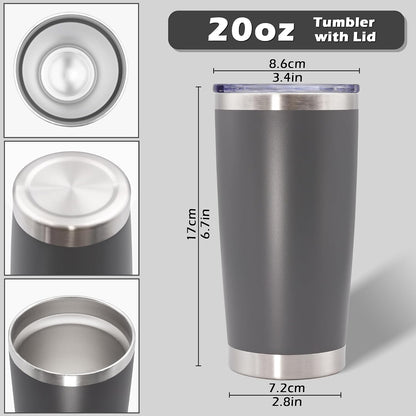 20oz Tumbler with Lid Stainless Steel Tumblers Insulated Mug White 1P