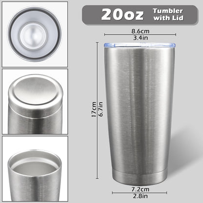 20oz Tumbler with Lid Stainless Steel Tumblers Insulated Mug White 1P