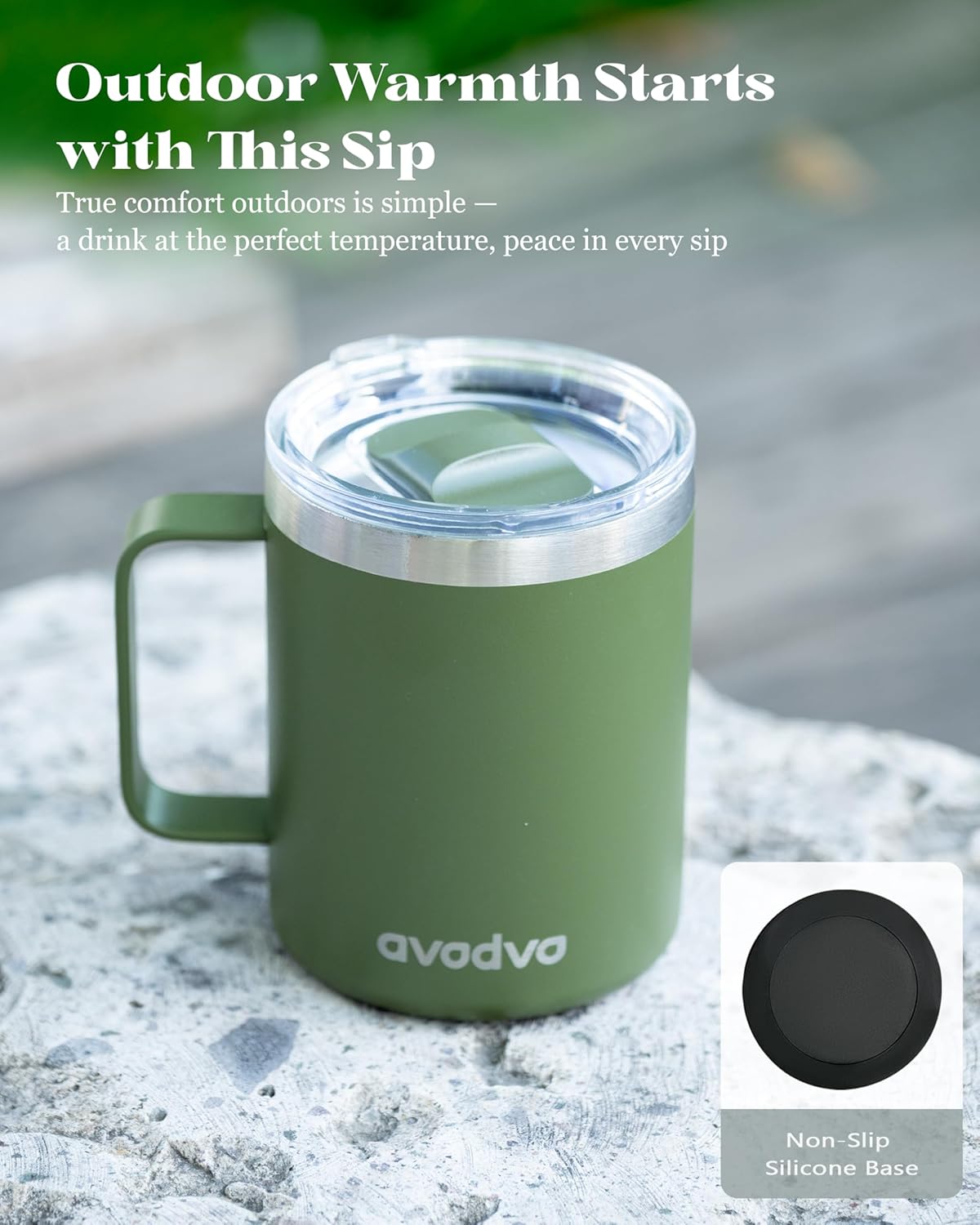 12oz Insulated Coffee Mug with Lid – Includes Two Lids, Stainless Steel Coffee Travel Mug with Handle, Double Wall Vacuum Insulated Camping Mug for Home, Office & Outdoor, Navy Blue - Colors A
