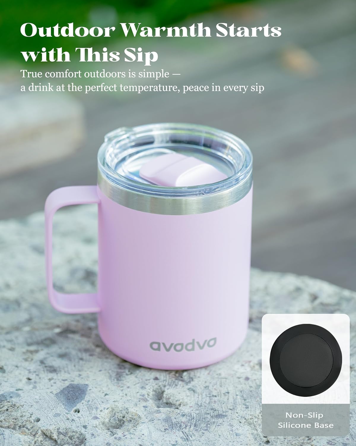 12oz Insulated Coffee Mug with Lid – Includes Two Lids, Stainless Steel Coffee Travel Mug with Handle, Double Wall Vacuum Insulated Camping Mug for Home, Office & Outdoor, Navy Blue - Colors A