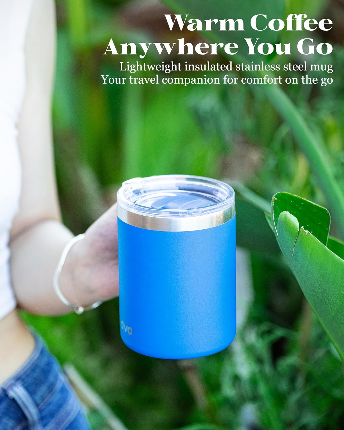 12oz Insulated Coffee Mug with Lid – Includes Two Lids, Stainless Steel Coffee Travel Mug with Handle, Double Wall Vacuum Insulated Camping Mug for Home, Office & Outdoor, Navy Blue - Colors A
