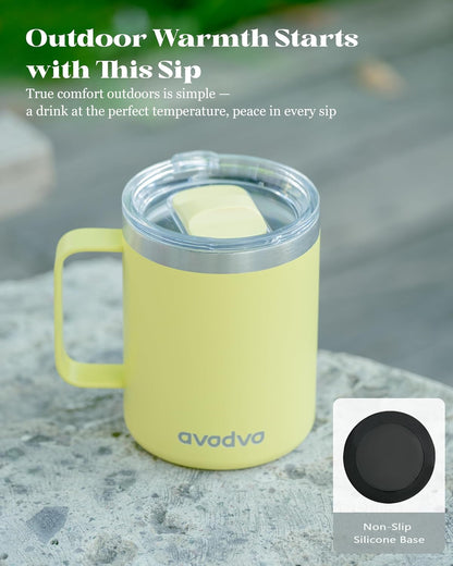 12oz Insulated Coffee Mug with Lid – Includes Two Lids, Stainless Steel Coffee Travel Mug with Handle, Double Wall Vacuum Insulated Camping Mug for Home, Office & Outdoor, Navy Blue - Colors A