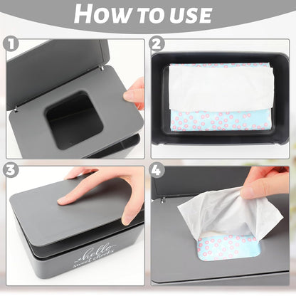 3 Pcs Baby Wipes Dispenser for Bathroom Baby Wipe Holder with Lid