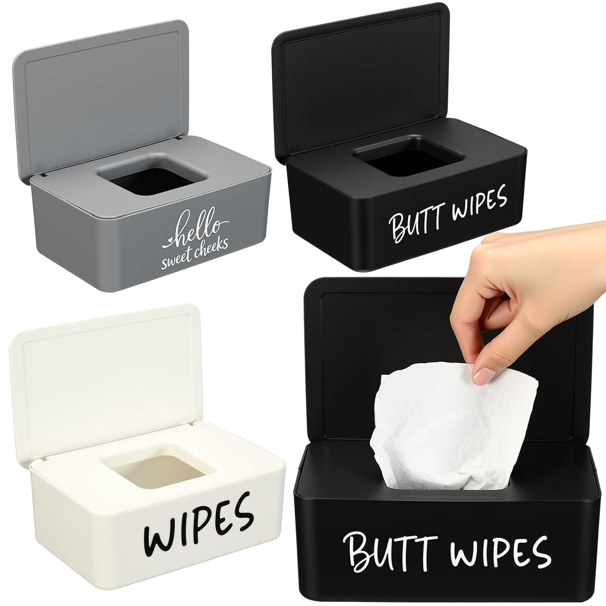 3 Pcs Baby Wipes Dispenser for Bathroom Baby Wipe Holder with Lid