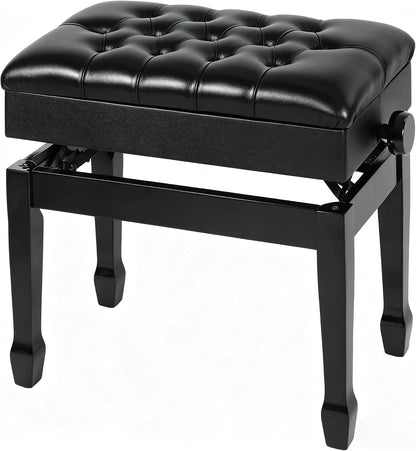 Adjustable Height Piano Bench with Storage, 22" Keyboard Stool