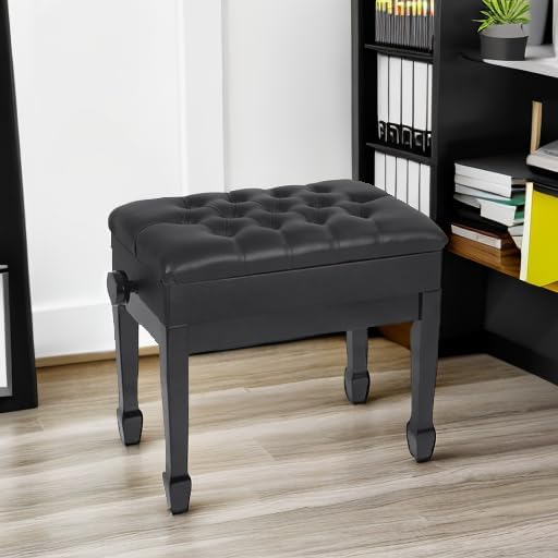 Adjustable Height Piano Bench with Storage, 22" Keyboard Stool