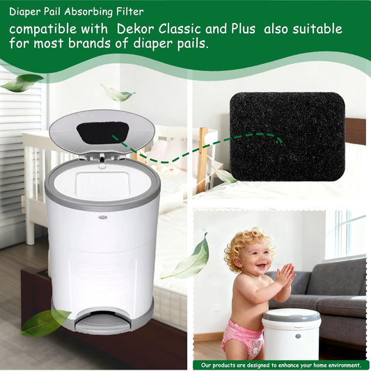 8 Pack Carbon Diaper Pail Filter for Dekor Classi/Plus Diaper Pail