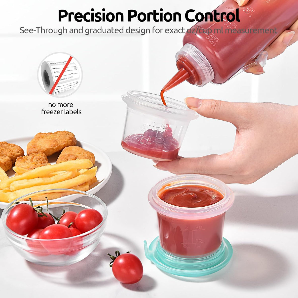 Silicone Container with Lids, Kitchen Food Storage Set, 2/4/8/16oz