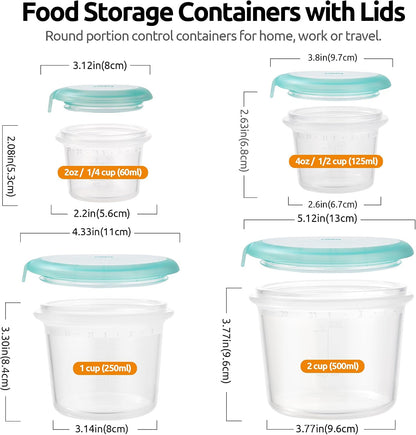 Silicone Container with Lids, Kitchen Food Storage Set, 2/4/8/16oz