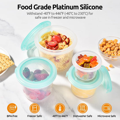 Silicone Container with Lids, Kitchen Food Storage Set, 2/4/8/16oz