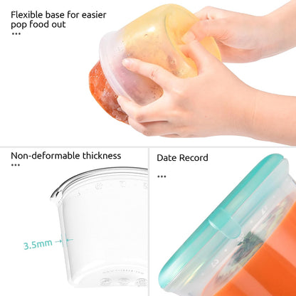 Silicone Container with Lids, Kitchen Food Storage Set, 2/4/8/16oz
