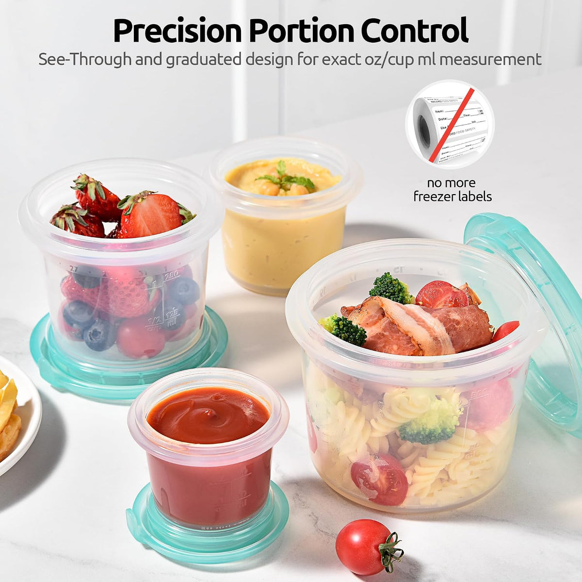 Silicone Container with Lids, Kitchen Food Storage Set, 2/4/8/16oz
