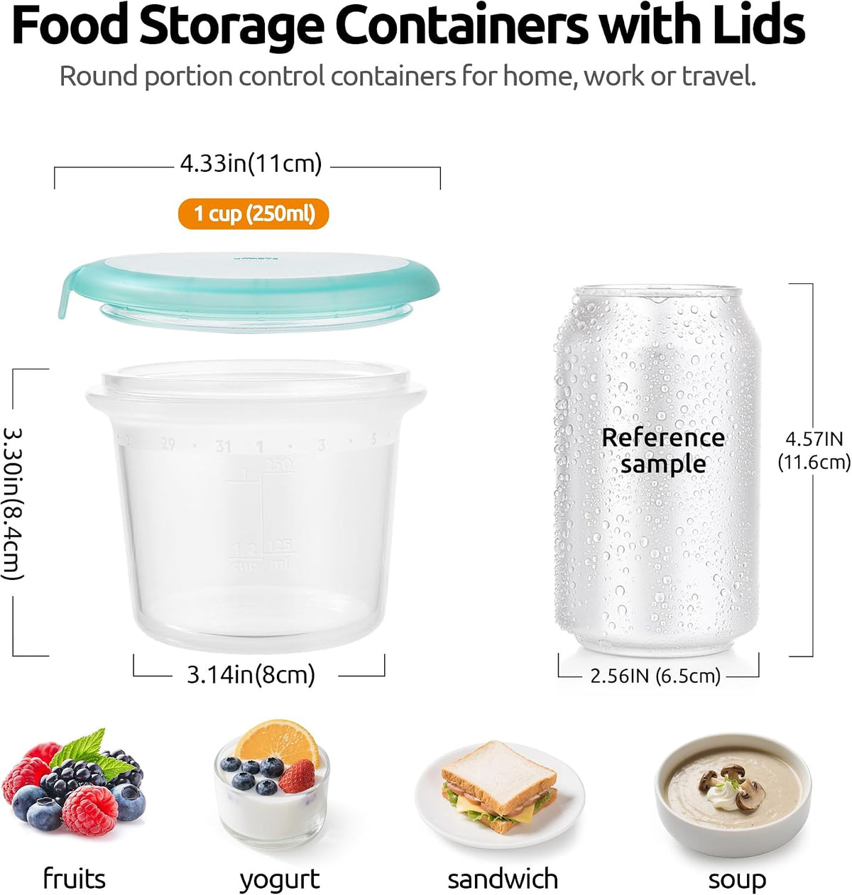 Silicone Container with Lids, Kitchen Food Storage Set, 2/4/8/16oz