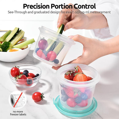 Silicone Container with Lids, Kitchen Food Storage Set, 2/4/8/16oz