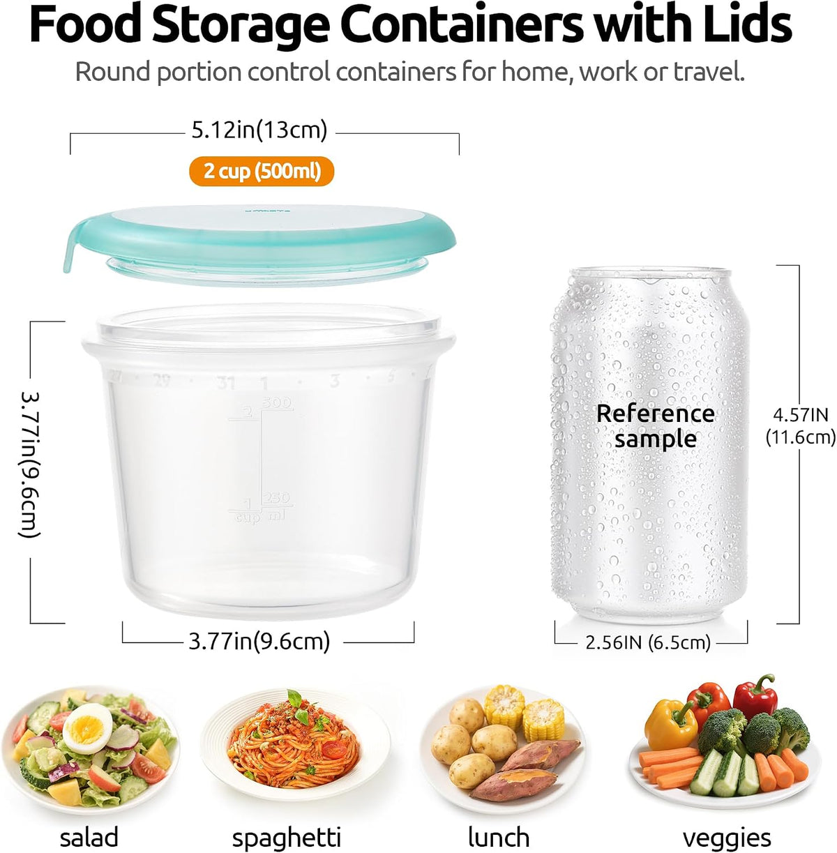 Silicone Container with Lids, Kitchen Food Storage Set, 2/4/8/16oz