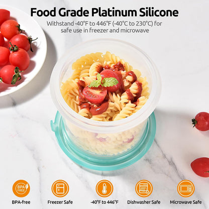 Silicone Container with Lids, Kitchen Food Storage Set, 2/4/8/16oz