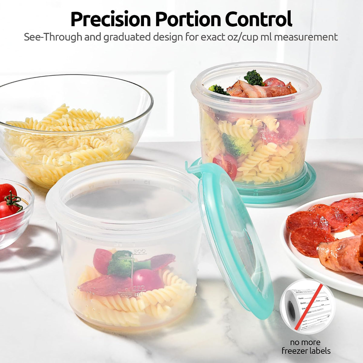 Silicone Container with Lids, Kitchen Food Storage Set, 2/4/8/16oz