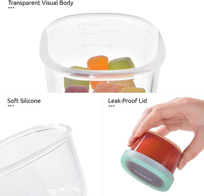 Silicone Container with Lids, Kitchen Food Storage Set, 2/4/8/16oz