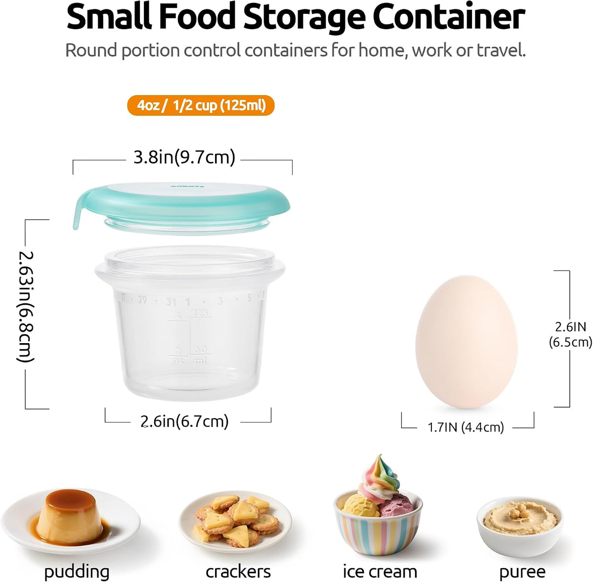 Silicone Container with Lids, Kitchen Food Storage Set, 2/4/8/16oz