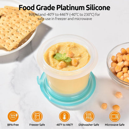 Silicone Container with Lids, Kitchen Food Storage Set, 2/4/8/16oz
