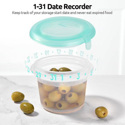 Silicone Container with Lids, Kitchen Food Storage Set, 2/4/8/16oz