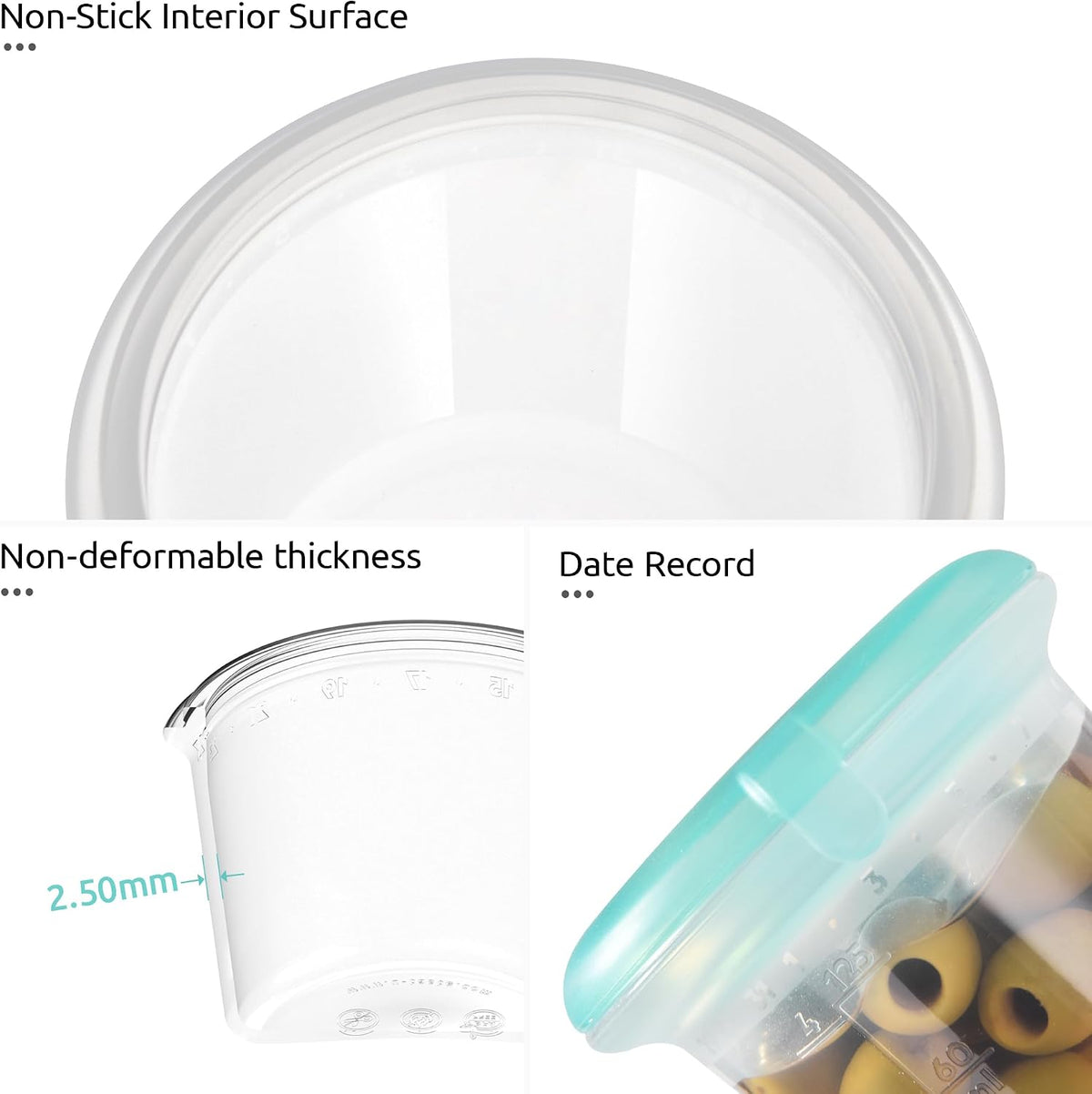 Silicone Container with Lids, Kitchen Food Storage Set, 2/4/8/16oz